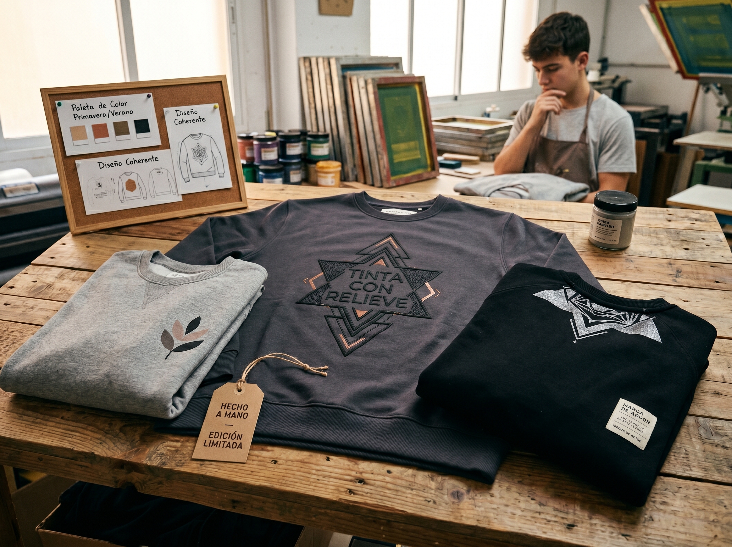 Imagen de sudadaderas de marcas emergentes hechas con serigrafía 
